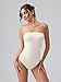 OQQ Womens Tube Bodysuits Strapless Basic Sleeveless Ruched Stretch Classic-Fit Tops Sexy Bodysuits Beige