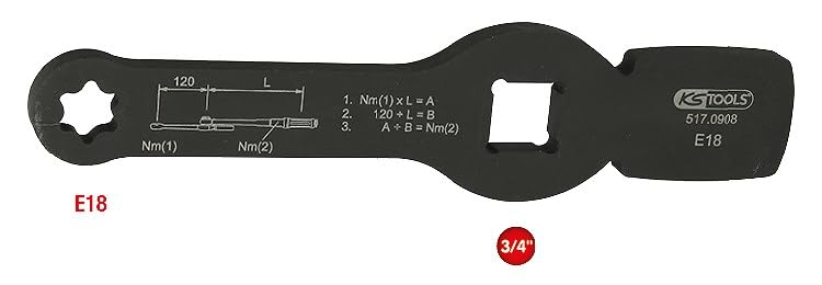 'KS Tools Plastic 517.0908 3/4 Impact TX-E Key with 2 Surfaces, E18, Schwarz - Image 2
