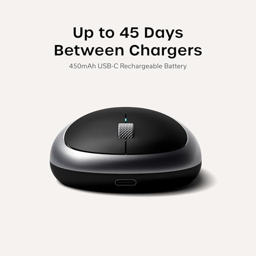 Image of Satechi M1 Wireless Bluetooth Mouse, USB-C Rechargeable, Compact & Portable, for MacBook Air /Pro /Neo, iPad Air /Pro, iPad mini, Mac mini, iMac & Windows - Space Gray