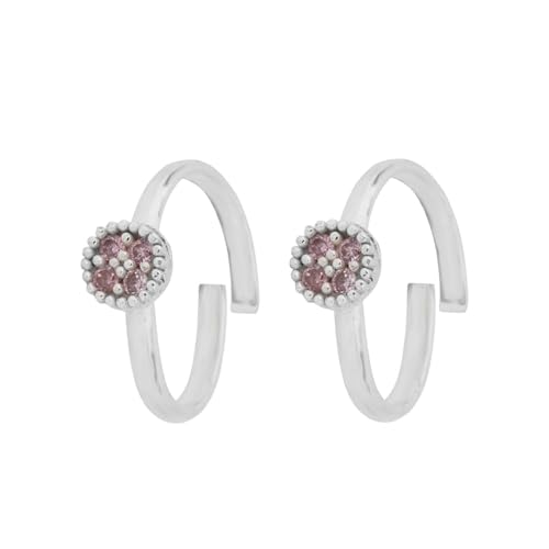 Image of SATKOTI 925 Silver Toe Rings for Women | Adjustable Pure Metal Bichiya with AAA Quality CZ Stone| BIS Hallmarked Jewelry with Authenticity Certificate | Pair of 2 Metti