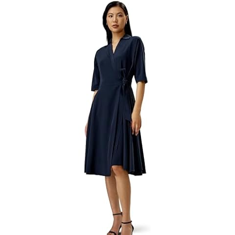 LilySilk Navy Silk Wrap Dress for Women Cover