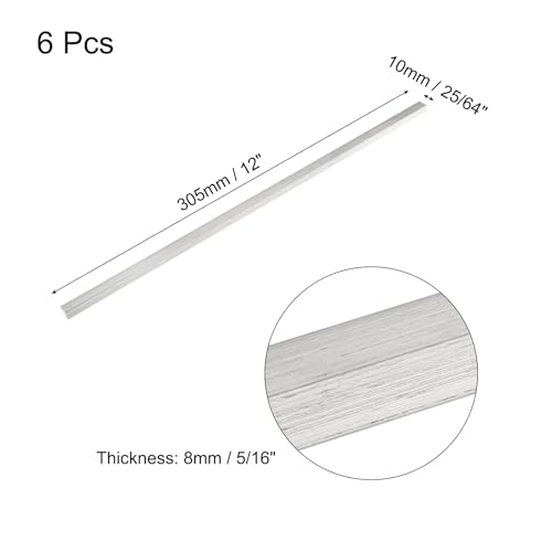 Image of MECCANIXITY 6 Pcs Square Aluminum Flat Bar, 5 /16 inch (8mm) Thick x 25 /64 inch (10mm) Width x 12 inch (305mm) Long 6061 Aluminum Flat Plate Solid New Mill Stock Silver for Industrial Building