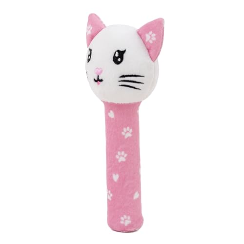 Image of Mirada Cute Kitty Plush Rattle Toy for Babies Soft Toy with Squeeze Handle & Squeaky Sound | Perfect Cuddly Toy for Toddlers & Infants - 18cm