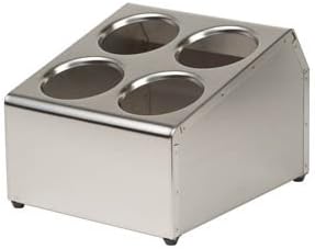 Royal Industries Flatware Cylinder Holder 4 Hole, Stainless Steel
