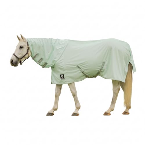 Image of Equinavia Brisk Mesh Horse Fly Sheet with Neck Coverage, UV Protection | Cool Breathable Equine Fly Sheet for Horses, Horse Turnout Sheet Against Pests, Insects and Sun Exposure, Misty Jade