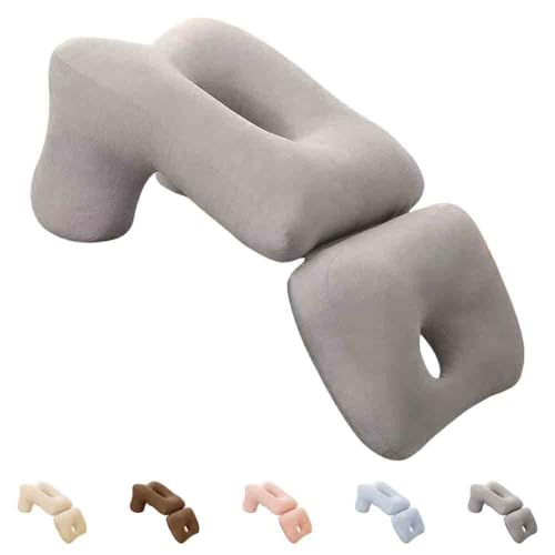 TAKEY多機能 枕 安眠 肩がラク 膝枕 足枕 クッション 低反発 まくら 頭 頭・肩をやさしく支える ふわふわ 快眠をサポート 安眠枕 横向き プレゼント 妊娠用 寝姿勢 柔らか 肩が軽くなるまくら 頚椎サポート通気性 バー洗濯可 (グレー)