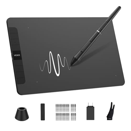 Image of VEIKK VK1060 Drawing Tablet, 10 inch x 6 inch /25.4 x15.2cm Graphics Pen Tablet | 8 Shortcut Keys, 8192 Levels Battery Free Pen with Tilt Function, Work for Digital Art Drawing, Animation, Design