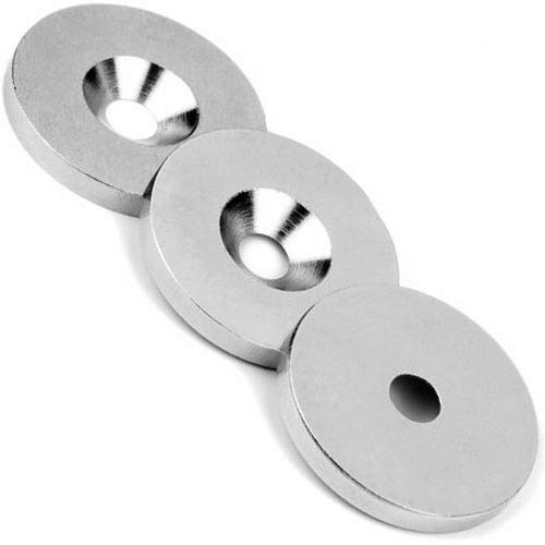 100 Metallscheiben mit Bohrung und Senkung - Ø27 x 3mm - aus Stahl (DC01) verzinkt - Metallplättchen rund mit Loch (Senkbohrung) - Gegenstück/Haftgrund für Magnete (ferromagnetisch), Menge: 100 Stück