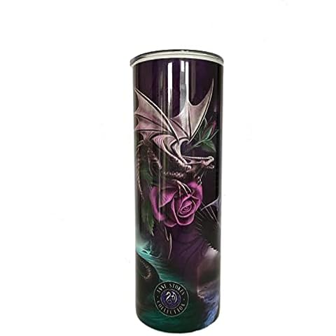 Wild Star Hearts Dragon Beauty Skinny Tumbler with Lid, Insulated Vacuum Double Wall Cup for Cold & Hot Drinks, Anne Stokes Gothic Artwork 20oz Cover