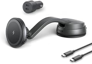 Anker Magnetic Wireless Charger (MagGo), 613 Car Charging Mount with 2-Port USB Car Charger, 5 ft USB-C to USB-C Cable, Strong Magnetic Alignment only For iPhone 13, 13 Pro, 13 Pro Max, 13 mini, 12