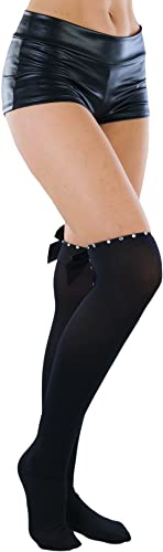 Image of ToBeInStyle Women's Opaque Knee High Nylon Fashion Socks Solid & w /Front Satin Bow