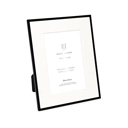 Isaac Jacobs 6x8 (Matted 4x6) Black Metal Picture Frame, Classic Metal Photo Frame Made For Tabletop & Hanging Display, Home and Office Décor, Photo Gallery and Wall Art (6x8 (Matted 4x6), Black)