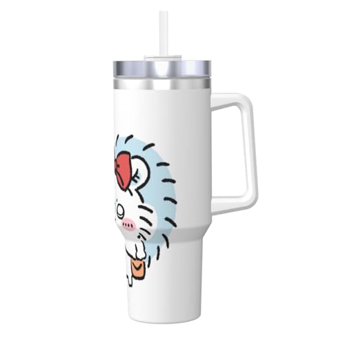 ステンレスカップ ちいかわ モモンガ 車用 タンブラー コーヒーカップ 大容量 保冷 保温 水筒 ウォーターボトル 直飲み 蓋付き 取っ手付き キャラクター グッズ 持ち運びやすい スポーツ アウトドア オフィス 家庭用 車用 男女兼用 誕生日プレゼント