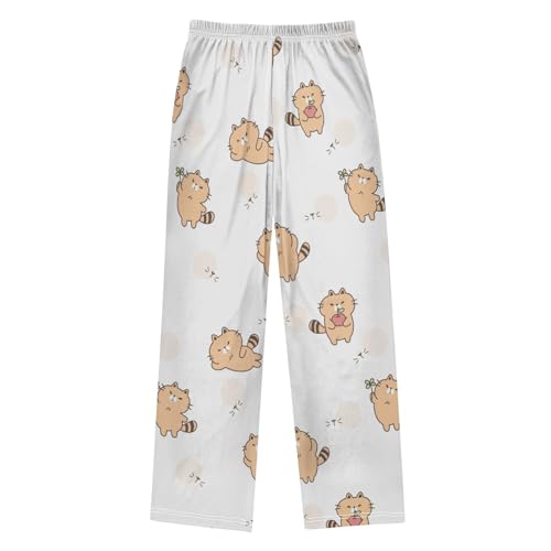 Cute Cartoon Cat Boys Pants Boys Athletic Pants Long Pant for Boywith Pockets Wide-Leg Size 6-14Y2