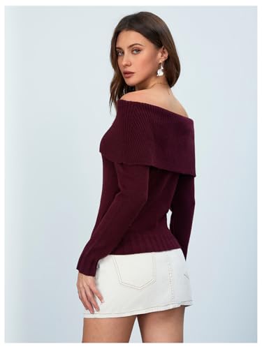 MakeMeChic Women's Off The Shoulder Sweater Oversized Long Sleeve Off Shoulder Sweaters Tops2