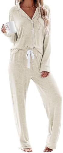Aamikast Women's Pajama Sets Long Sleeve Button Down Sleepwear Ni...