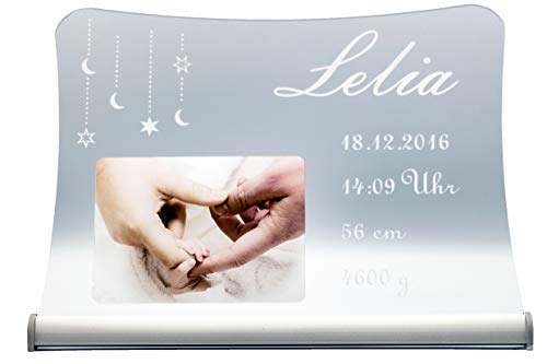 Laserbox Acrylschild - die Geschenkidee zur Geburt oder Taufe, personalisierbar in Text und Bild, inklusive Aluminiumfuß, Maße: 30 x 20 cm Cover