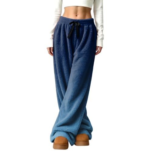 Wide Leg Pajama Pants for Women Lounge Ombre Flannel Fluffy Pjs Pant - image 4