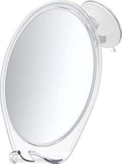 HoneyBull Shower Mirror Fogless for Shaving - with Suction, Razor Holder for Shower & Swivel, Small Mirror, Shower Accessories, Bathroom Mirror, Bathroom Accessories, Holds Razors (White)
