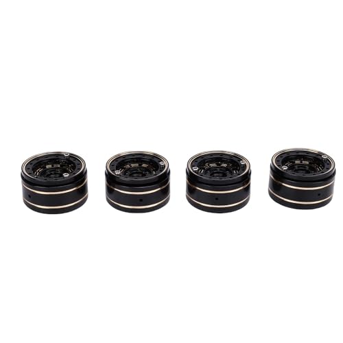 POENVFPO Brass RC Car Wheel Hub, CNC Machined Beadlock Design with Black Coating, for 1/18 SCX24 RC Crawler Car Upgrade 4PCS