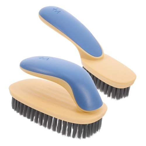 NOLITOY Lot De 2 Brosses Multifonctions à Poils Souples pour Nettoyage Chaussures Et Linge, Ensemble Maison Polyvalent, Couleurs Jaune Et Bleu, Adaptées à Divers Tissus