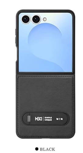 Image of BOUNCEBACK Vegan Leather Back Case Cover for Samsung Galaxy Z Flip 7 5g | Metal Kickstand Back Case Cover for Z Flip7 - (Black)