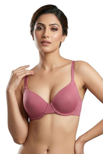 Image of Zivame Padded Plunge Wired Medium Coverage Tshirt Bra-Silver Bullet