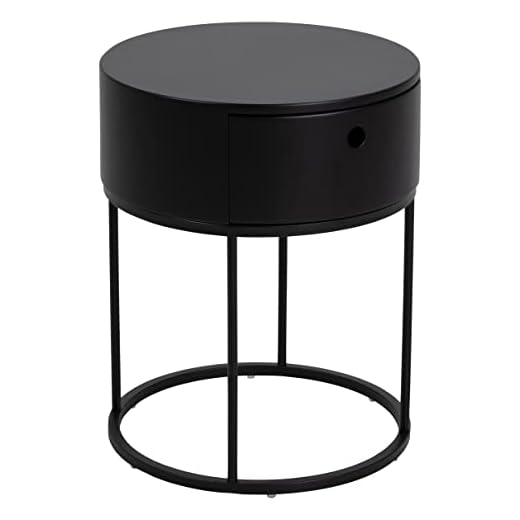 AC Design Furniture Apollon Mesita de Noche, Madera Metal, Negro, H: 51 x B: 40 x T: 40 cm