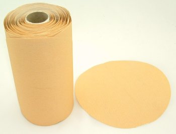 Aluminum Oxide Stick-on PSA Paper Sanding Discs, 6" Diameter, 100 Grit, Roll of 100.