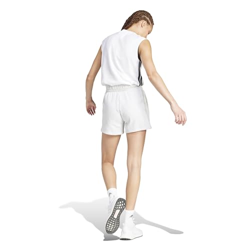 adidas Damen Essentials Small Logo Feel Cozy Shorts, Light Grey Heather/White, XXS – Ansicht 2