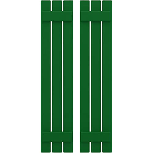 11 1/2"W x 72"H Americraft Three Board (2 Batten) Exterior Real Wood Spaced Board-n-Batten Shutters (Per Pair), Viridian Green