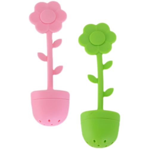 SEWACC Infusore per Tè in Silicone a Forma di Fiore Set 2 Pezzi Colino per Tè Sfuso e Tisane Filtro Riutilizzabile per Casa Ufficio e Regali Colore Casuale
