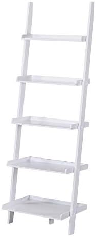 Charles Bentley Tall Wooden 5 Rung Ladder Storage Shelving Unit Display Shelf White 180x40x60cm