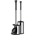Toilet Plunger Bowl Brush Set: Hideaway Heavy Duty Toilet Plunger Scrubber Cleaner Holder Combo for Bathroom with Covered Caddy Hidden Elongated Discreet Apartment Toilet Plunger Brush Accessories