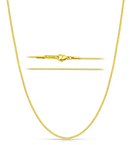Fiusem 1.2mm Box Chain Necklace for Women, 16