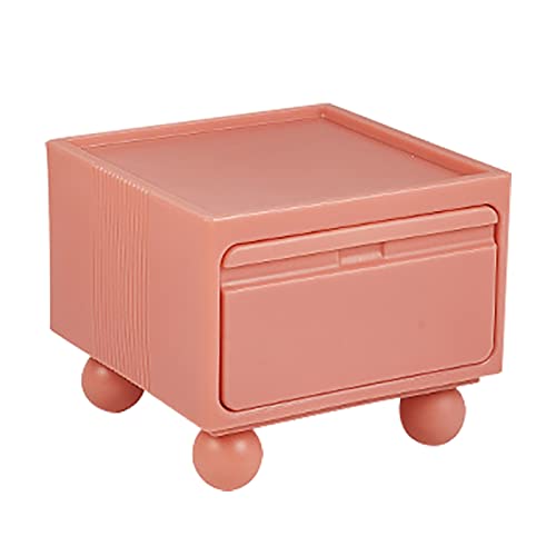 TPARIS Gabinete Organizador Mesita De Noche Nórdica|Mesa Auxiliar Minimalista De Decor Moderna con Cajones De Almacenamiento|Mesa De Sofá Adorables Y Prácticas,Rosa,1 Nivel