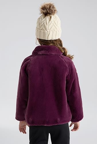 SOLOCOTE Toddler Girls Faux Fur Cloak Jacket Little Kids Fuzzy Fleece Lightweight Hooded Cute Fall Winter Coat2