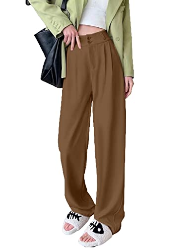 Image of Aahwan Solid Dark Blue Korean Baggy Parallel Formal Pant for Women's & Girls'