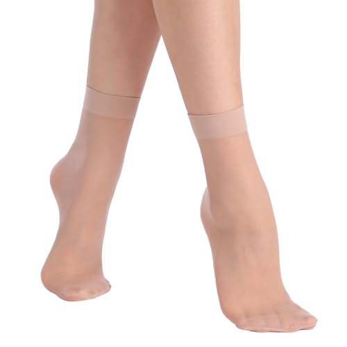 Image of Weziarer 9 Pairs Nylon Ankle Socks for Womem,20D Lady's Sheer Calf Socks with Reinforced Toe