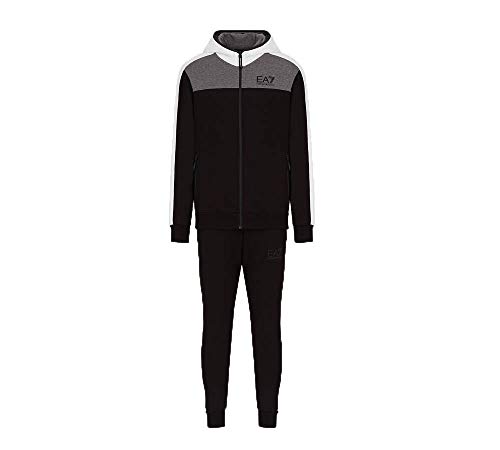 Emporio Armani EA7 Training Urban Colorblock M T-Suit Hoodie Fz Joggers & Tracksuits Men Black/White/Grey - XXL - Tracksuits