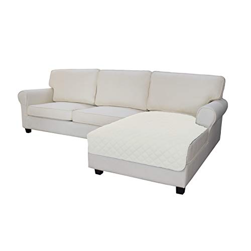 Image of Easy-Going Sofa Slipcover L Shape Sectional Couch 42 x 52 Inches Rectangular Chaise Lounge Reversible Furniture Protector for Pets Kids Children Dog Cat (Ivory /Ivory)