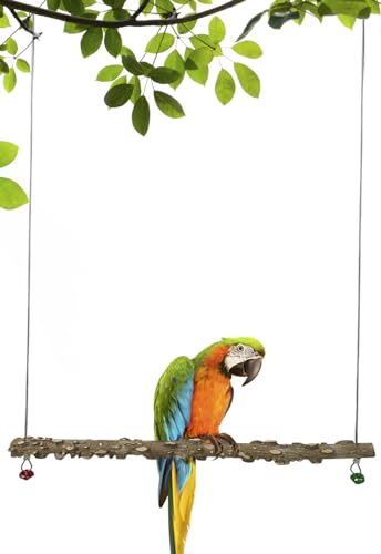 Image of FlidRunest Bird Parrot Swing Toy, Natural Pepper Wood Bird Perch Stand, Hanging Bird Window Ceiling Swing Perch for Parrot Parakeet Conure Cockatiel Small Birds