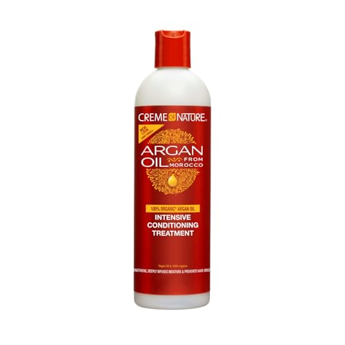 Creme of Nature Argan Oil, Après Shampooing Hydratant Démêlant à l’Huile d’Argan du Maroc, Soin des Cheveux Bouclés Frisés Crépus, Sans Sulfates,...