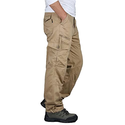 Rivccku Men's Hiking Tactical Trousers Outdoor Fishing Work Cargo Pants with 7-Pockets