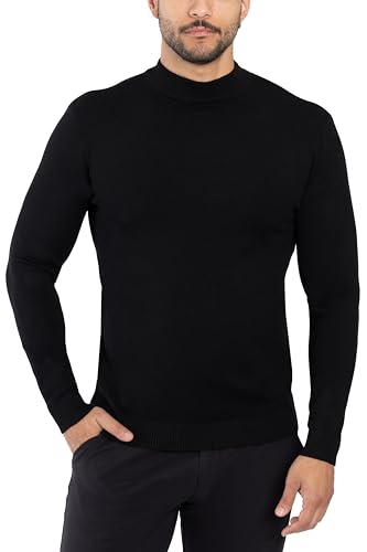 X RAY Mens Mock Neck Sweater, Soft Slim Fit Pullover Top, Basic Mock Neck Sweater for Men, Black, Large