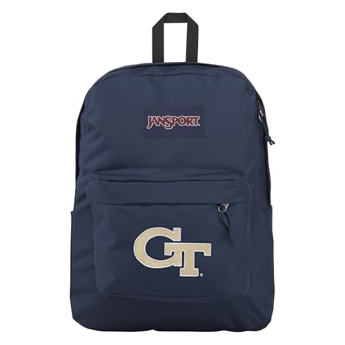 Image of JanSport NCAA Officially Licensed Backpack, Georgia Tech, Superbreak Plus with Padded 15'' Laptop Sleeve, Spacious Computer Bag for Men & Women, Durable Daypack with Bottle Pocket, Navy