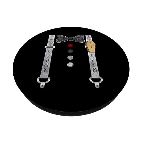 Coffin Suspenders Costume Halloween Spooky Crypt Keeper Rune PopSockets Swappable PopGrip, Black - Image 2