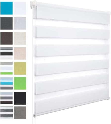WOLTU Doppelrollo Klemmfix ohne Bohren Weiß B120 x H120 cm, Duo Rollo lichtdurchlässig Fensterrollo für innen verdunkelnd, Zebrarollo mit Kettenzug - Seitenzugrollo für Fenster und Tür WOLTU Doppelrollo Klemmfix ohne Bohren Weiß B120 x H120 cm, Duo Rollo lichtdurchlässig Fensterrollo für innen verdunkelnd, Zebrarollo mit Kettenzug - Seitenzugrollo für Fenster und Tür