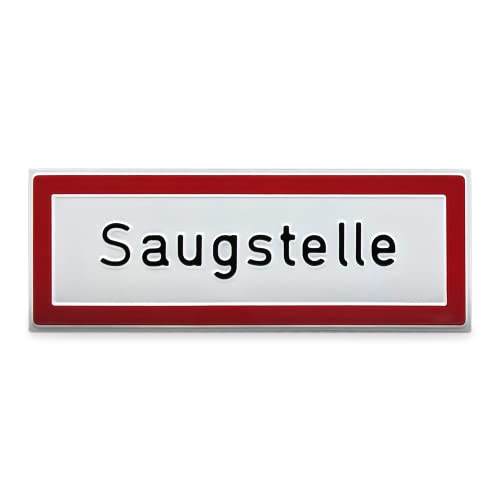 Hinweisschild Saugstelle - Aluminium, geprägt - Befestigungsart: Zum Verschrauben - BxH 29,7 x 10,5 cm - Hinweise für die Feuerwehr - Nach DIN 4066-D1 - Brandschutz Schild