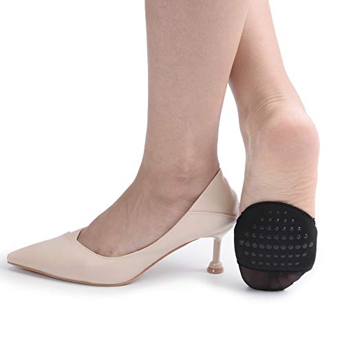 Image of Flammi 6 Pairs Ball of Foot Cushion Socks,Women's Toe Cover with Padding Toe Topper Liner Socks Non-Skid Bottom